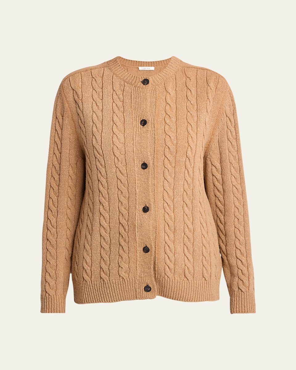 Loneke Cable Knit Crewneck Cardigan